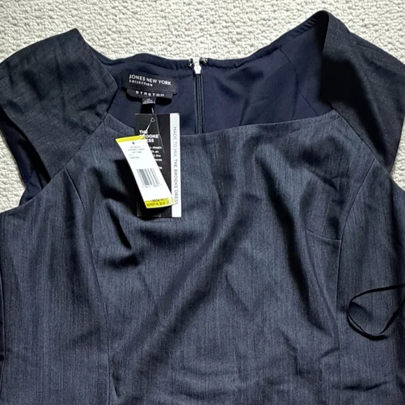 Dark Grey Blue Cap Sleeve Sheath Dress - Picture 3 of 3